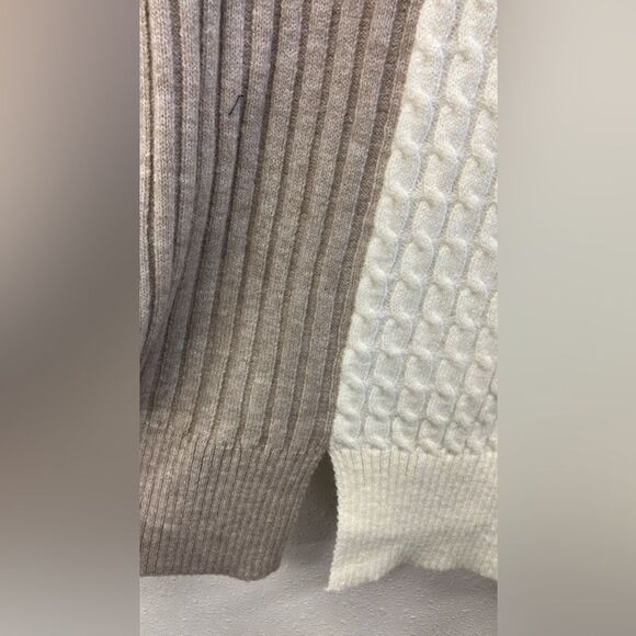 Entro Two-Tone & multi texture Cream and Brown Sweater with slit Lagenlook SMALL - Picture 2 of 2